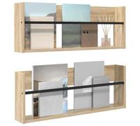 vidaXL Étagère à Magazines 2 pcs Chêne Sonoma 80 x 12 x 30 cm, Porte-revues Moderne, Rangement Mural rectangulaire, Organisateur Pratique, Design Minimaliste