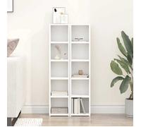 vidaXL Étagère CD, Lot de 2, 21x16x93,5 cm, Bois reconstitué, Blanc, Meuble vitrine avec Compartiment, Rangement Salon, Bibliothèque, Rangement CD, Organisateur multimédia