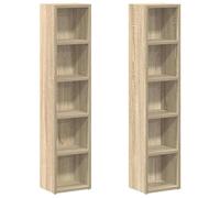 vidaXL Étagère CD, Lot de 2, 21x16x93,5 cm, Bois reconstitué Chêne Sonoma, Meuble vitrine avec Compartiment, Rangement Salon, Bibliothèque, Rangement CD, Organisateur multimédia