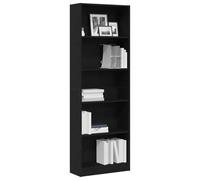 vidaXL Étagère Chêne Noir 60 x 24 x 176 cm Bois d'ingénierie, Séjour, Bibliothèque rectangulaire Moderne, Meuble de Rangement décoratif, Étagère contemporaine
