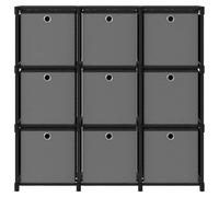 vidaXL Étagère cube avec 9 boîtes Noir 103x30x107,5 cm Tissu