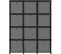vidaXL Étagère cube avec boîtes 12 compartiments noir 103x30x141 cm Tissu