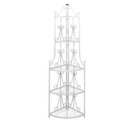 vidaXL Étagère d’Angle Porte-Plantes 5 Niveaux, Hauteur 160 cm, Acier Blanc à Motifs de Rosiers