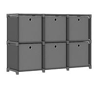 vidaXL Étagère d'affichage 6 Cubes et boîtes Gris 103x30x72,5 cm Tissu