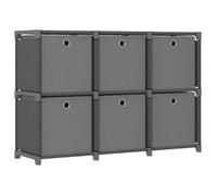 vidaXL Étagère d'affichage 6 cubes et boîtes Gris 103x30x72,5 cm Tissu 322609