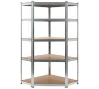 vidaXL Étagère d'angle avec 5 étagères Argenté Acier & bois composite