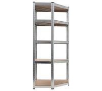 vidaXL Étagère d'angle avec 5 étagères Argenté Acier & bois composite
