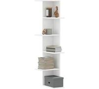 vidaXL Étagère d'angle Murale Blanc 36,5x36,5x140 cm Bois d'ingénierie, étagère d'angle, étagère Suspendue, étagère Murale Suspendue, étagère Murale