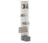 vidaXL Étagère d'angle Murale Blanc 36,5x36,5x140 cm Bois d'ingénierie, étagère d'angle, étagère Suspendue, étagère Murale Suspendue, étagère Murale