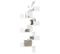 vidaXL Étagère d'angle murale 45x45x147 cm Bois d'ingénierie Blanc