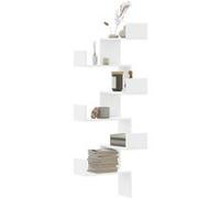 vidaXL Étagère d'angle murale 45x45x147 cm Bois d'ingénierie Blanc