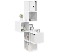 vidaXL Étagère d'angle Murale Blanc 48 x 48 x 120 cm Bois d'ingénierie, Étagères Tendance pour Chambre, Bureau Moderne et Cuisine Pratique, rangements muraux astucieux