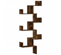 vidaXL Étagère d'angle murale 45x45x147 cm, bois d'ingénierie, chêne fumé
