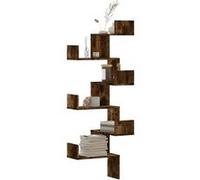 vidaXL Étagère d'angle murale 45x45x147 cm, bois d'ingénierie, chêne fumé
