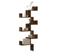 vidaXL Étagère d'angle murale 45x45x147 cm, bois d'ingénierie, chêne fumé