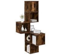 vidaXL Étagère d'angle Murale Chêne fumé 48 x 48 x 120 cm, Étagères Tendance pour Chambre, Bureau Moderne et Cuisine Pratique, rangements muraux astucieux