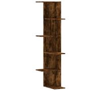 vidaXL Étagère d'angle Murale chêne fumé Bois d'ingénierie, étagère d'angle, étagère Suspendue, étagère Murale Suspendue, étagère Murale