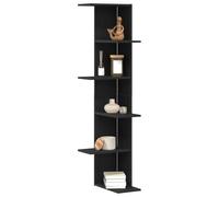vidaXL Étagère d'angle Murale Chêne Noir 36.5 x 36.5 x 140 cm | Se glisse nickel dans les coins, optimisant cet espace difficile, Fait en bois solide qui tiendra la route,