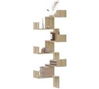 vidaXL Étagère d'angle Murale chêne Sonoma 45x45x147cm Bois ingénierie, étagère d'angle, étagère Suspendue, étagère Murale Suspendue, étagère Murale