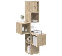vidaXL Étagère d'angle Murale Chêne Sonoma 48 x 48 x 120 cm, Étagères Tendance pour Chambre, Bureau Moderne et Cuisine Pratique, rangements muraux astucieux
