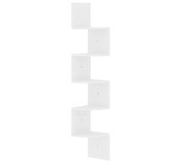vidaXL Etagère d'angle Murale Etagère Suspendue Flottante Etagère de Salon Salle de Séjour Maison Intérieur Blanc Brillant 19x19x123 cm Bois d'Ingénierie