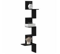 vidaXL Étagère d'angle murale Noir 32x32x127,5 cm Bois d'ingénierie