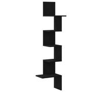 vidaXL Étagère d'angle murale Noir 32x32x127,5 cm Bois d'ingénierie