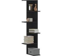 vidaXL Étagère d'angle murale noir 36,5x36,5x140 cm bois d'ingénierie, étagère d'angle, étagère suspendue, étagère murale 852628 Noir G