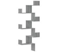 vidaXL Étagère d'angle murale suspendue Sonoma Gris 45x45x147cm Bois ingénierie