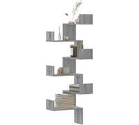 vidaXL Étagère d'angle murale suspendue Sonoma Gris 45x45x147cm Bois ingénierie