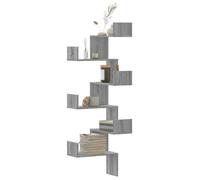 vidaXL Étagère d'angle murale sonoma gris 45x45x147cm bois ingénierie, étagère d'angle, étagère suspendue, étagère murale 852641