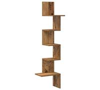 vidaXL Étagère d'angle Murale Vieux Bois 32x32x127,5cm Bois ingénierie, étagère Murale, étagère Suspendue, étagère Murale Suspendue, étagère d'angle