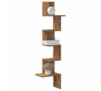 vidaXL Étagère d'angle murale Vieux bois - Bois ingénierie - 32x32x127,5 cm