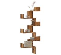 vidaXL Étagère d'angle murale Vieux Bois 45x45x147 cm Bois d'ingénierie