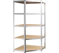 vidaXL Étagère d'angle pour charges lourdes 5 tablettes argentées Acier & bois composite