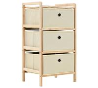 vidaXL Étagère de rangement 3 paniers Tissu Bois de cèdre Beige 246433