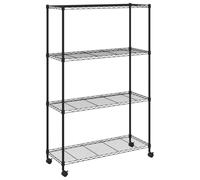 vidaXL Étagère de stockage avec 4 étagères et roulettes 90x35x142 cm noir 200 kg
