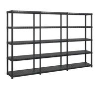 vidaXL Étagère de rangement 5 niveaux Noir 274,5x45,7x185 cm Plastique