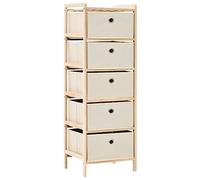 vidaXL Étagère de rangement 5 paniers tissu – Bois de cèdre – Beige