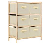vidaXL Étagère de rangement 6 paniers en tissu Bois de cèdre Beige