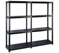 vidaXL Etagère de Rangement à 4 Niveaux Etagère de Stockage Présentoir de Décoration Plantes Bibliothèque Noir 122x30,5x130 cm Plastique