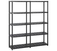 vidaXL Etagère de Rangement à 5 Niveaux Etagère de Stockage Présentoir de Décoration Plantes Bibliothèque Noir 142x38x170 cm Plastique