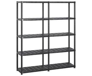 vidaXL Etagère de Rangement à 5 Niveaux Etagère de Stockage Présentoir de Décoration Plantes Bibliothèque Noir 142x38x170 cm Plastique