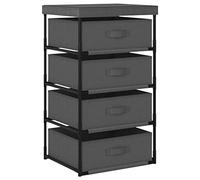 vidaXL Etagère de Rangement avec 4 Paniers en Tissu Armoire Latérale Organisateur de Stockage Meuble de Rangement Maison Intérieur Acier Gris