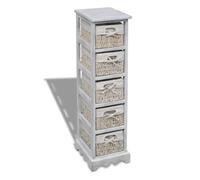 vidaXL Étagère de rangement en bois 5 paniers en tissage Blanc