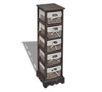 vidaXL Chiffonnier en bois colonial – 5 paniers – Brun