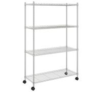 vidaXL Étagère de stockage avec 4 étagères et roulettes 90x35x142 cm Chrome 200 kg