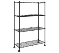 vidaXL Étagère de stockage avec 4 étagères et roulettes 90x35x142 cm noir 200 kg