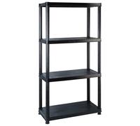 vidaXL Étagère de rangement 4 niveaux noir 244x30,5x130 cm plastique