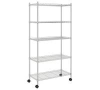 vidaXL Étagère de stockage avec 5 étagères et roulettes 75x35x155 cm Chrome 250 kg